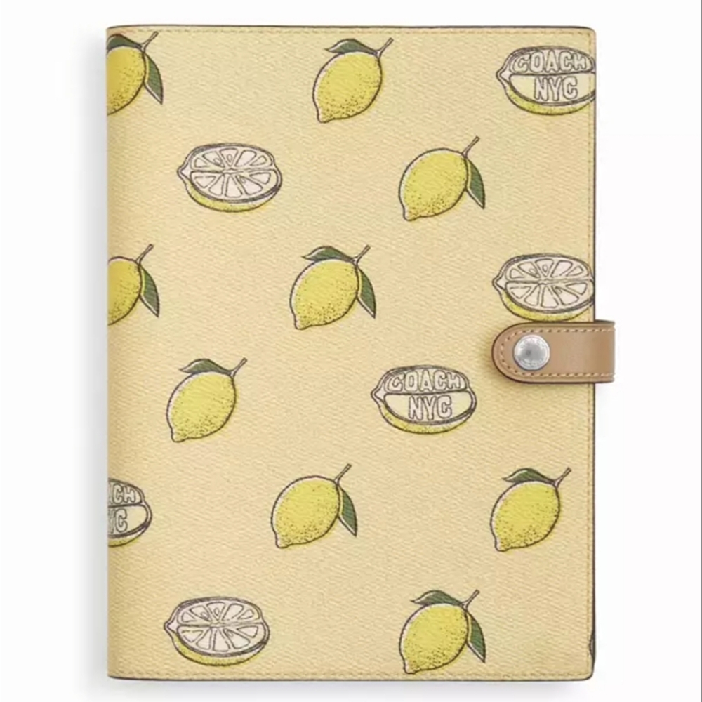 Coach Notebook in Lemon Signature Canvas  **NEW 2025 SPRING  COLORS**  *NWT*
